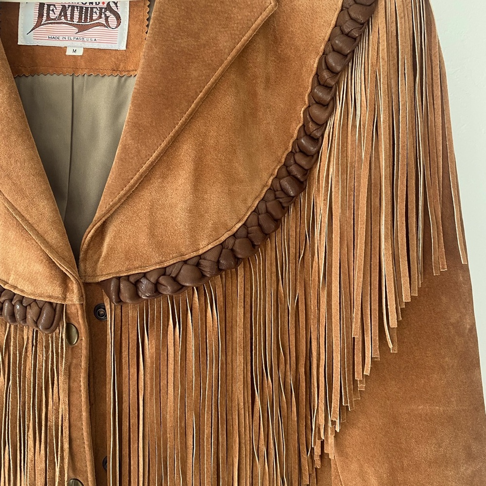 Vintage leather suede jacket with fringe